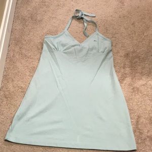 LACOSTE Pepita Halter Dress. Size 40/8. Aqua